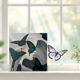 Azulejo Mascarada de Mariposa Azul Fantasía Elegante