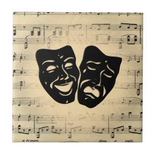 Azulejo Máscaras de teatro y música antigua