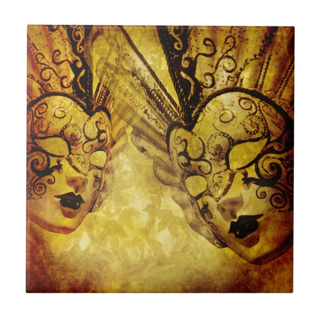 Azulejo Mascarillas venecianas de oro de época (Frente)