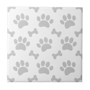 Azulejo Mascota con patas grises y patrón de huesos