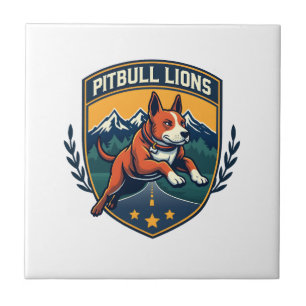 Azulejo Mascota deportiva vintage de leones Pitbull Vector