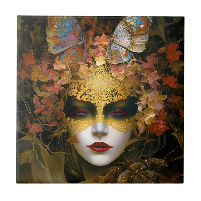 Azulejo Masked Lady Fantasy Art (Frente)
