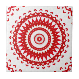 Azulejo Materia textil popular escandinava roja blanca