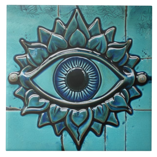Azulejo Mati griega azul de ojos malvados (Frente)