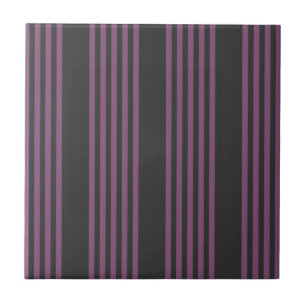 Azulejo Mauve púrpura y carbón vegetal de cinco rayas