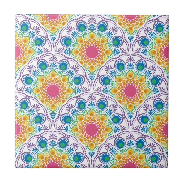 Azulejo Máxima fuente arcoíris floral fuente Art Decó esca (Frente)