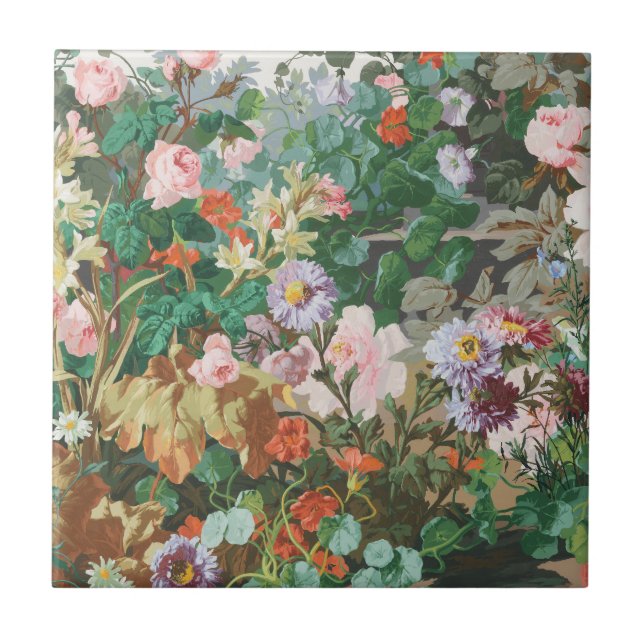 Azulejo Máximo sueño floral oscuro vintage  (Frente)