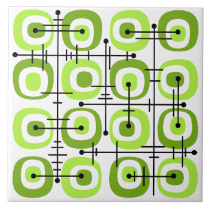 Azulejo MCM Chartreuse de patrón abstracto de medio siglo