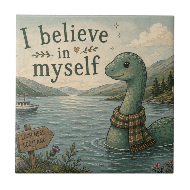 Azulejo Me creo un caprichoso Monstruo del Lago Ness (Frente)
