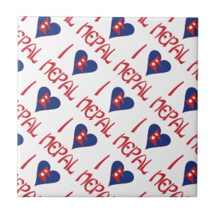 Azulejo Me encanta (bandera nepali corazón) Nepal Tiled
