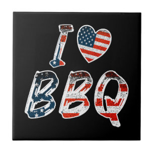 Azulejo Me encanta bbq, patriota estadounidense