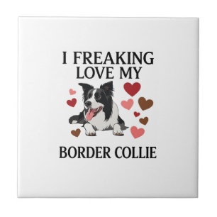 Azulejo Me Encanta el Perro Border Collie Corazones_1
