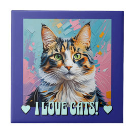 Azulejo ¡Me Encantan Los Gatos!