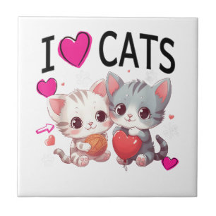 Azulejo Me encantan los gatos Shirt Sólo un chica que ama 