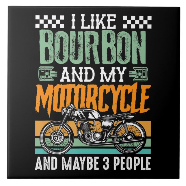 Azulejo Me Gusta Bourbon Y Mi Regalo De Motocicleta (Frente)