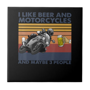 Azulejo Me Gusta La Cerveza Y Las Motocicletas - Regalo De