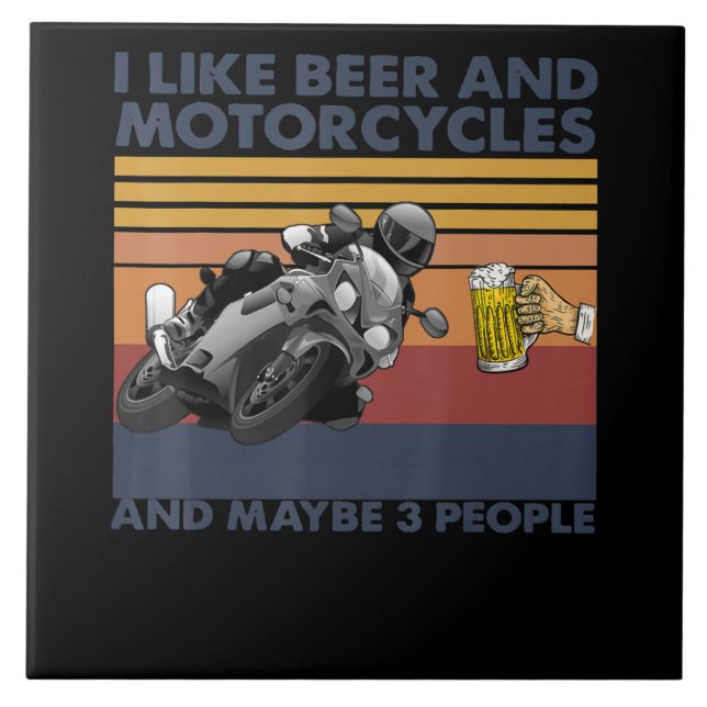Azulejo Me Gusta La Cerveza Y Las Motocicletas - Regalo De (Frente)