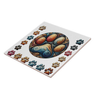 Azulejo Me pregunto si la huella de la pata de perro canin