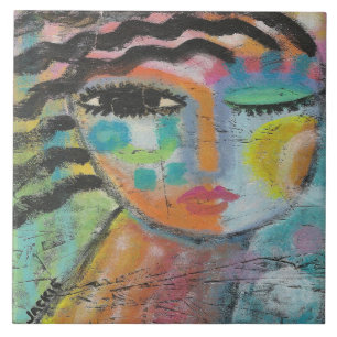 Azulejo Me siento bien pintando acrílico abstracto en la p