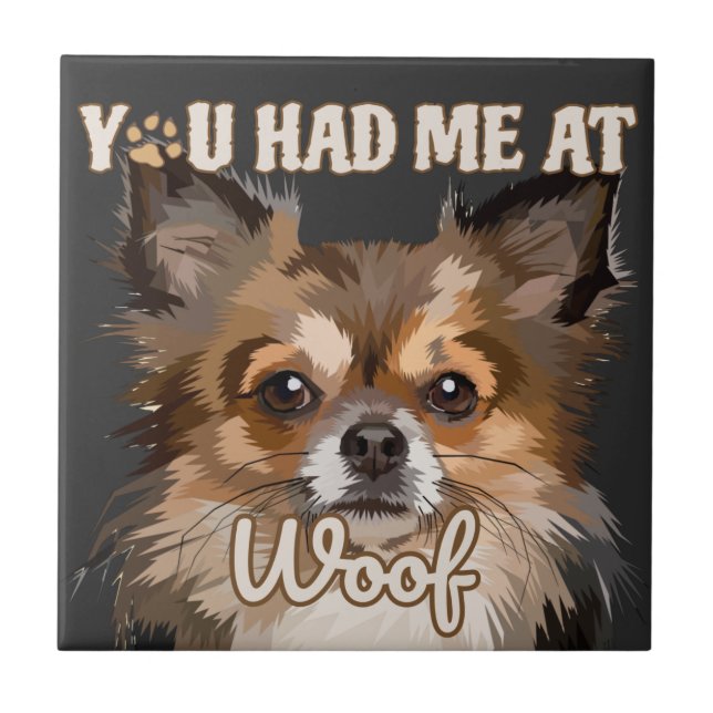 Azulejo Me Tenías En Woof | Perros Pomerania (Frente)