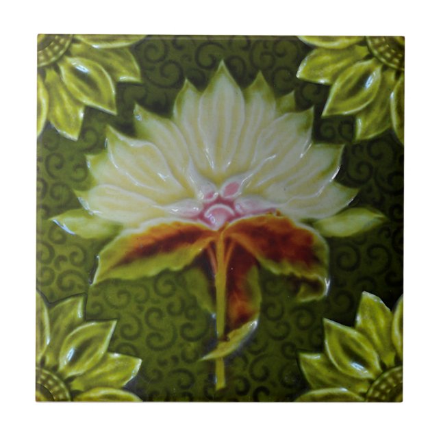 Azulejo Meakin Art Nouveau Majolica Faux Relief Repro (Frente)