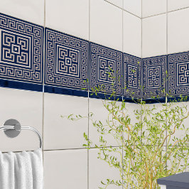 Azulejo Meander griego - Llave griega - azul y beige