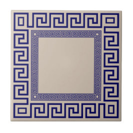 Azulejo Meander griego - Llave griega - azul y beige