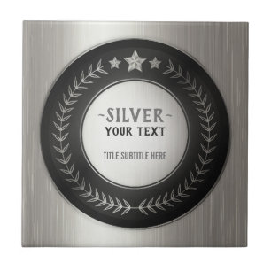 Azulejo MEDALLA DE PLATA Campeón IMPRESIÓN PERSONALIZADA e