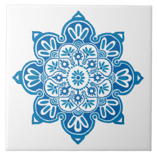 Azulejo Medallón azul Tejido cerámico
