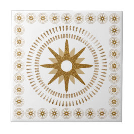 Azulejo Medallón de Estallido de Estrellas Doradas