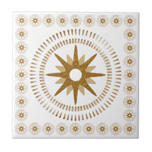 Azulejo Medallón de Estallido de Estrellas Doradas