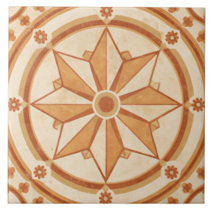 Azulejo Medallón de estrella de ocho puntas de brújula de 