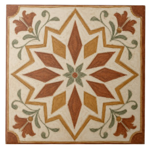 Azulejo Medallón de estrella floral geométrica de terracot