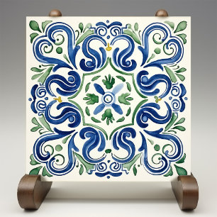 Azulejo Medallón de Italia floral majestuosa siciliano