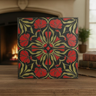 Azulejo Medallón floral Art Nouveau temperamental#12 ID119