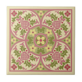 Azulejo Medallón floral de reactivación gótica mosaico cer