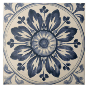 Azulejo Medallón Floral Índigo