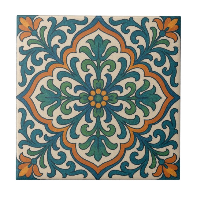 Azulejo Medallón floral marroquí (Frente)