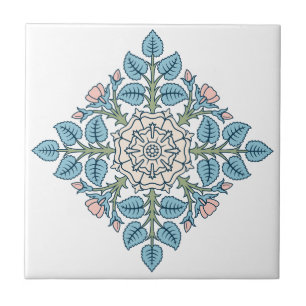 Azulejo Medallón Floral Simétrico Elegante