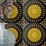 Azulejo Medallón oriental de Moda lujosa dorada y negra<br><div class="desc">Esta exquisita baldosa cerámica presenta un diseño elegante que muestra un cautivador patrón de medallón en una armoniosa mezcla de oro radiante y negro sofisticado. Su estética refinada realza sin esfuerzo cualquier espacio,  infundiéndolo con un toque de opulencia y encanto.</div>