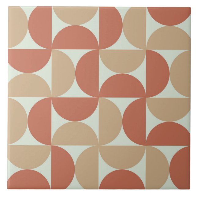 Azulejo Media centuria de círculos en Tan y Terracotta (Frente)