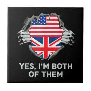 Azulejo Media estadounidense mitad británica bandera de In