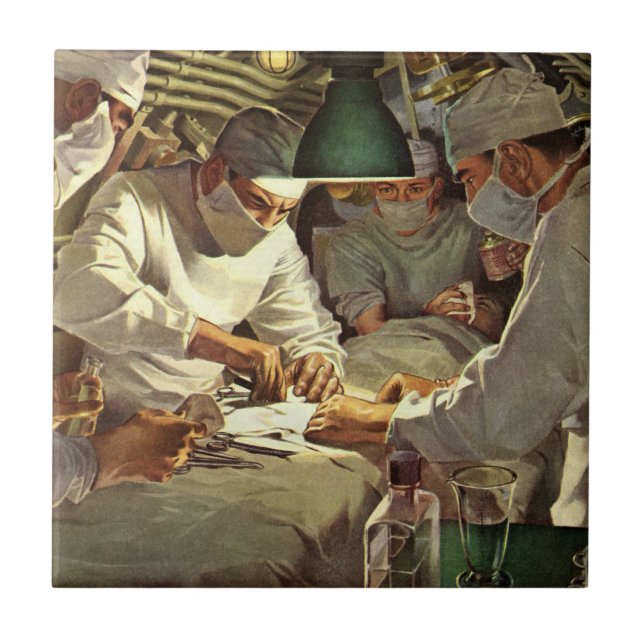 Azulejo Medicina de época, Médicas que realizan cirugías e (Frente)