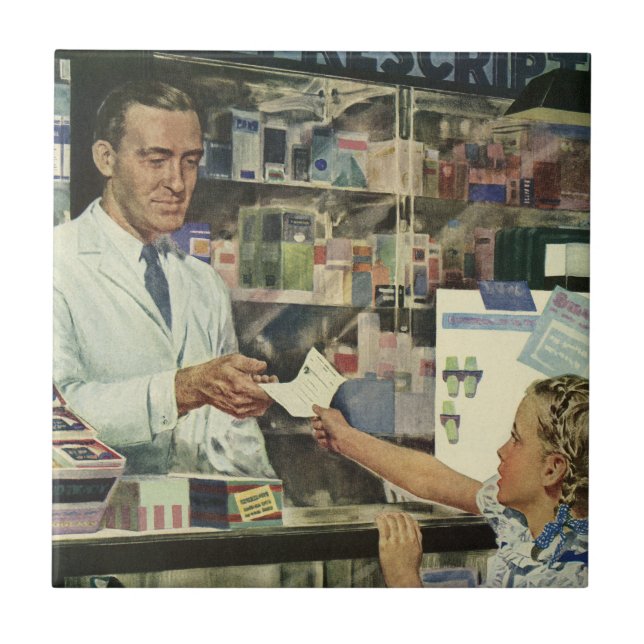 Azulejo Medicina veterinaria, farmacéutica y Chica en farm (Frente)