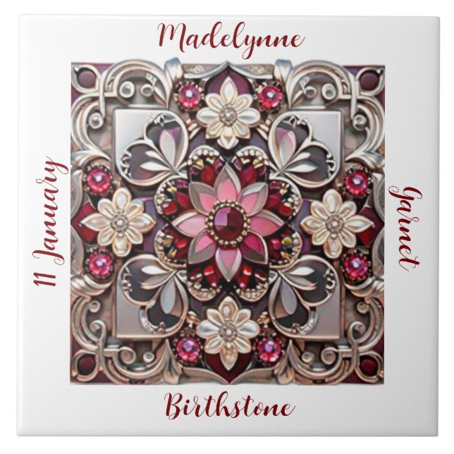 Azulejo Medieval Garnet Crest Birthstone (Frente)