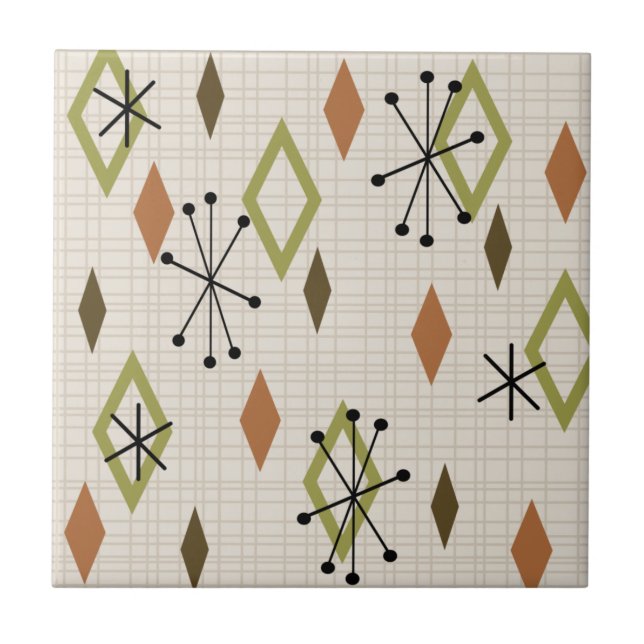 Azulejo Medio Siglo Diamantes Modernos Naturaleza Tones te (Frente)