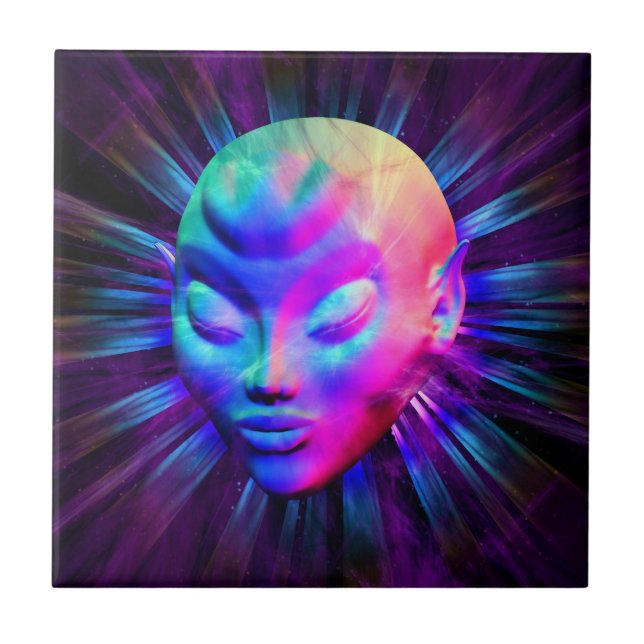 Azulejo Meditación psicodélica de Alien (Frente)