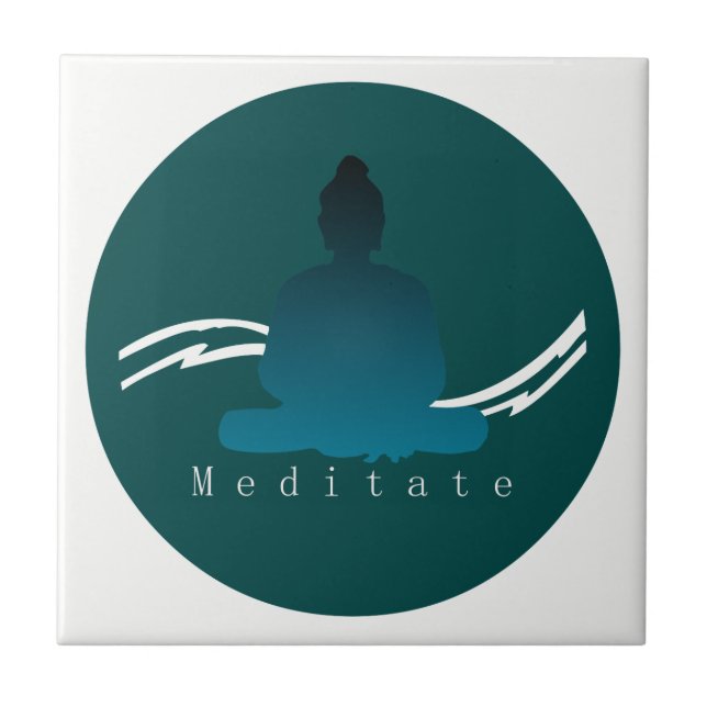 Azulejo "Meditate" Buda hermoso (Frente)