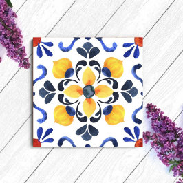 Azulejo Mediterranean Lemon Blossom Hand Painted Portugues