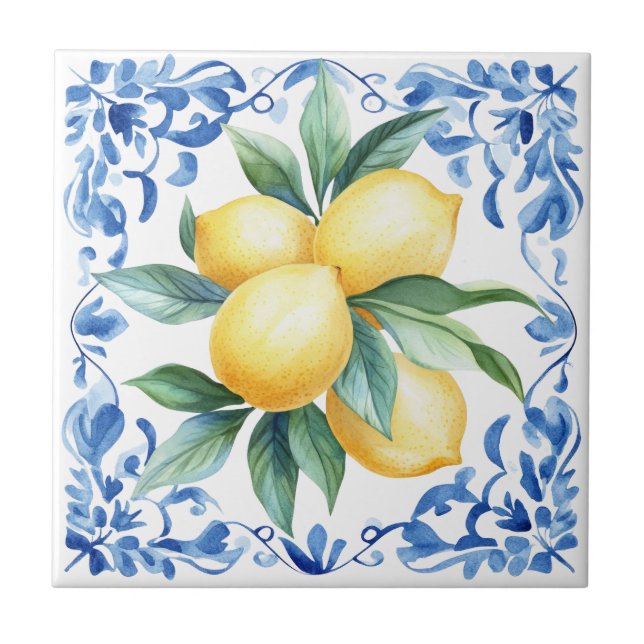 Azulejo Mediterranean Lemon Blue (Frente)